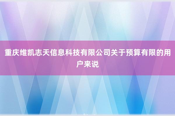 重庆维凯志天信息科技有限公司关于预算有限的用户来说
