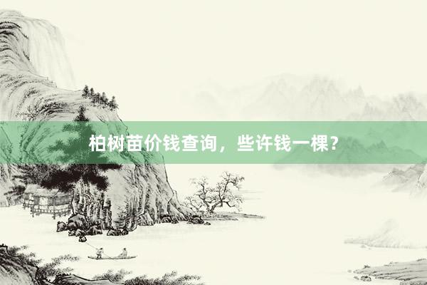 柏树苗价钱查询，些许钱一棵？