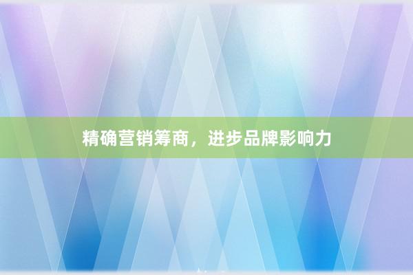 精确营销筹商，进步品牌影响力